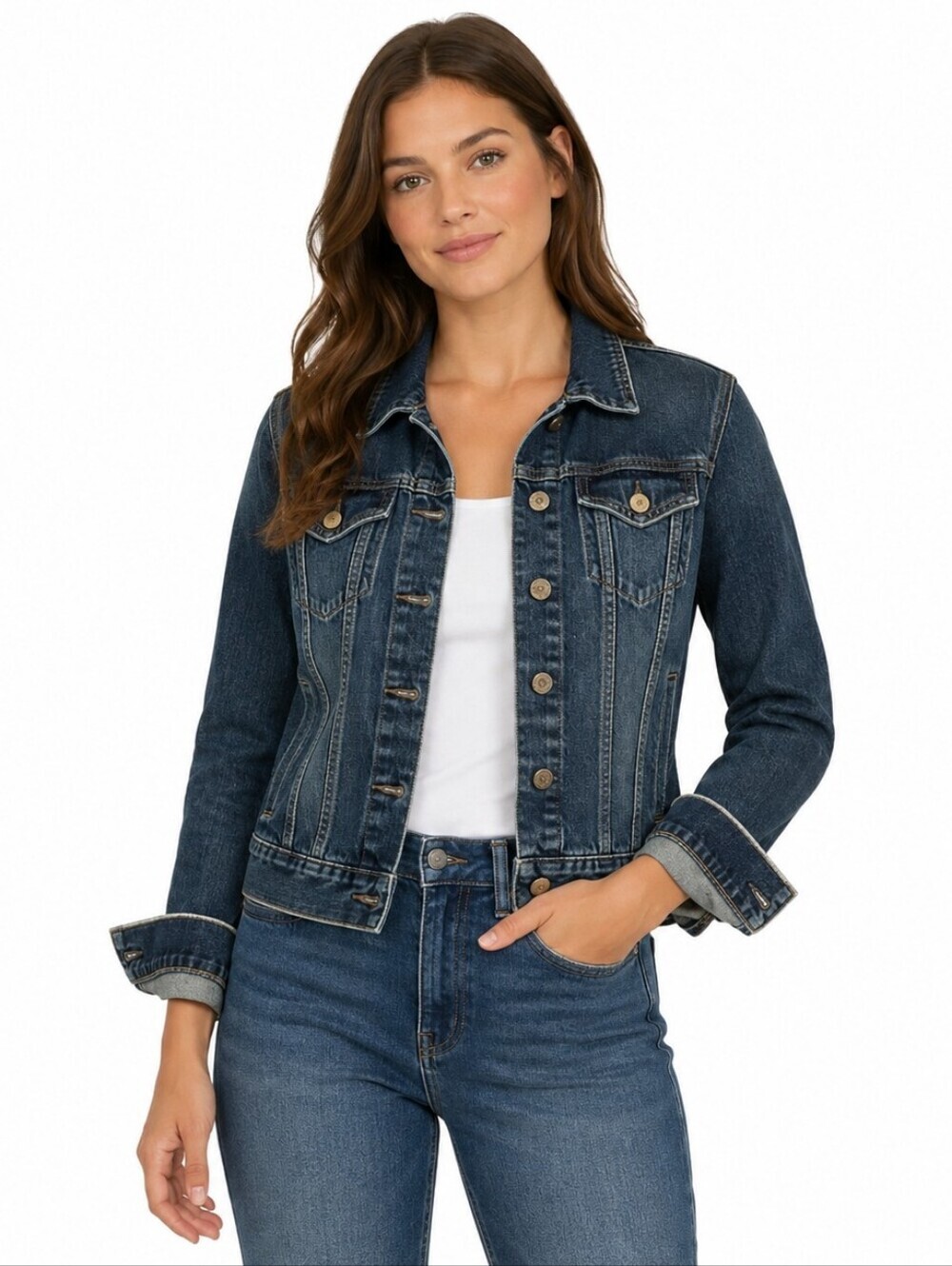 Polo Jeans Ralph Lauren Dark Blue Denim Jacket with Button Front 2000s